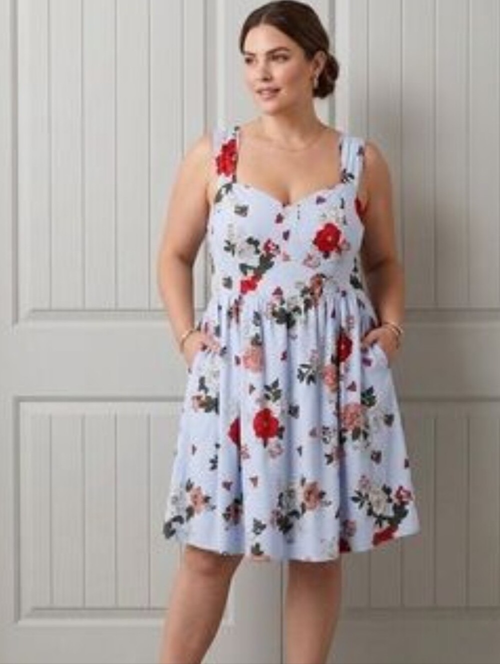 Torrid Floral Sundress with Pockets Light Blue Size 0 Large - Picture 1 of 12